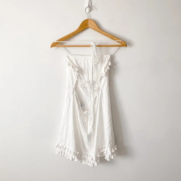 Princess Polly Fiorella Pom Pom Fringe Mini Dress White Size 10 - Picture 6 of 8